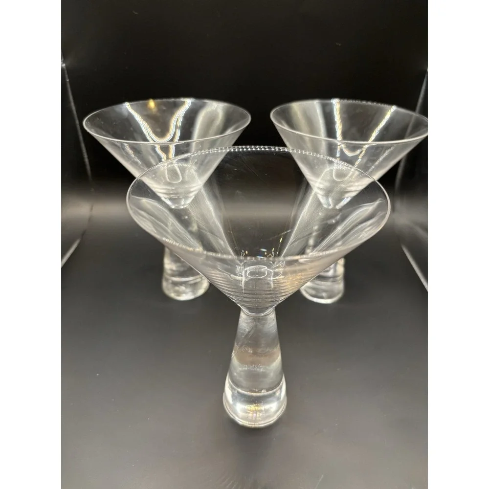3 Artland Prescott Martini Glasses Clear‎ Crystal  Stems, 7